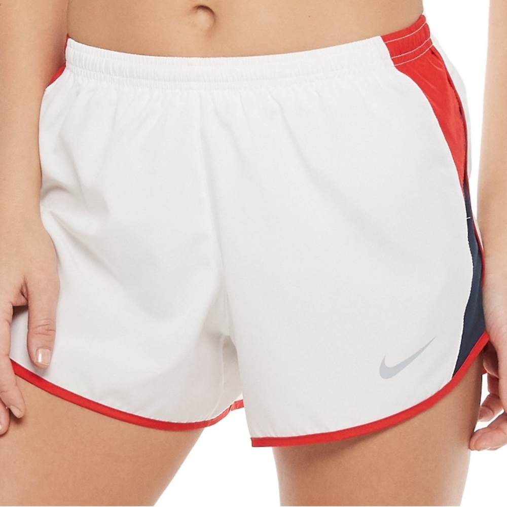 White with Red and NIKE DRY Athletic Shorts